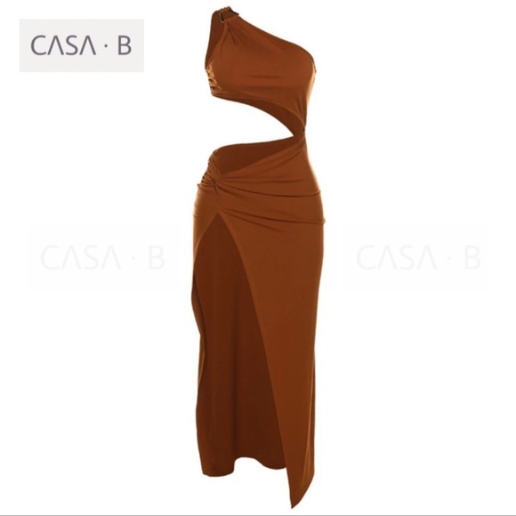 CASA B| Skylar Side Cut-Out High Slit Maxi Dress - Picture 13 of 14